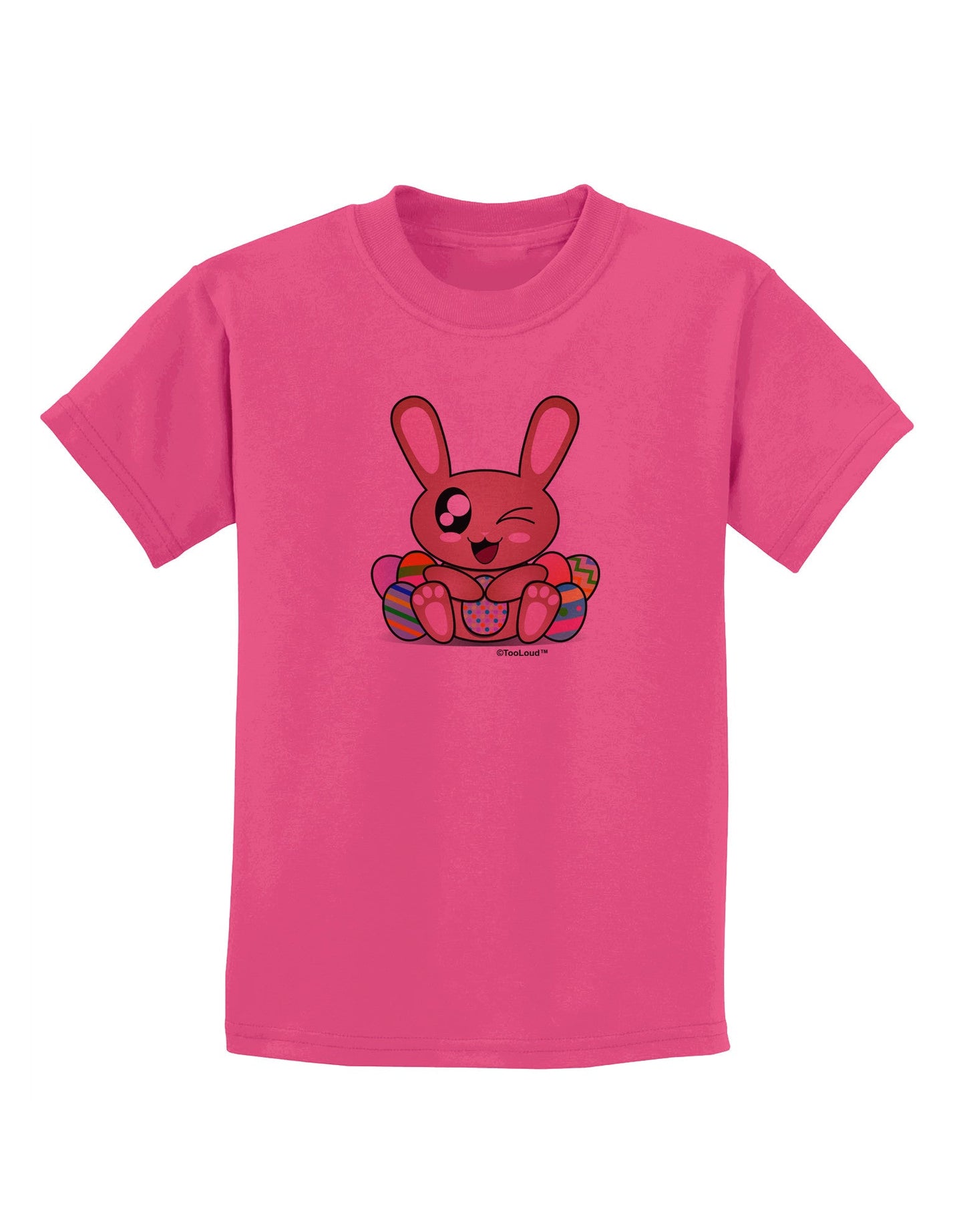Cute Bunny with Eggs Childrens T-Shirt-Childrens T-Shirt-TooLoud-Sangria-X-Small-Davson Sales