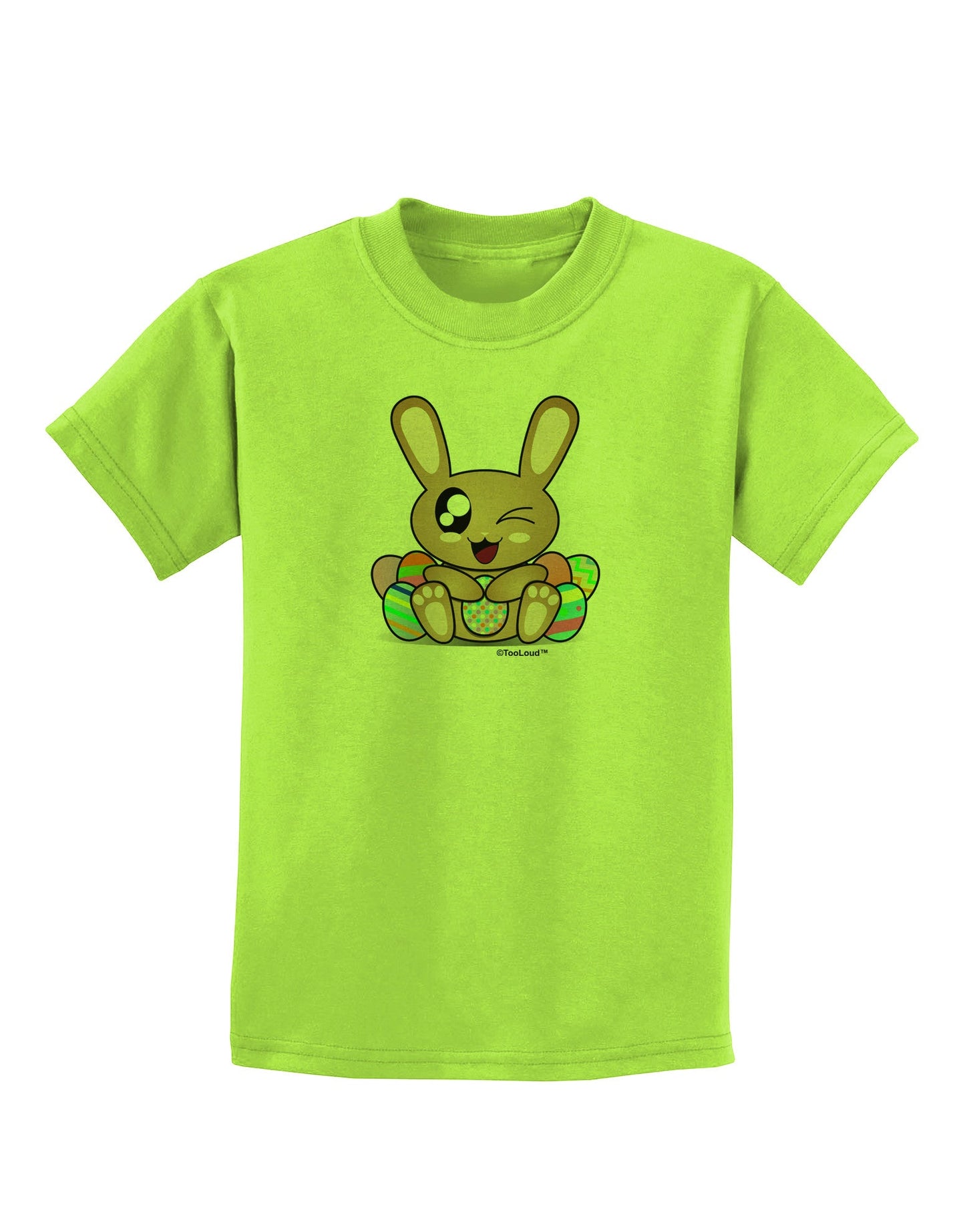 Cute Bunny with Eggs Childrens T-Shirt-Childrens T-Shirt-TooLoud-Lime-Green-X-Small-Davson Sales
