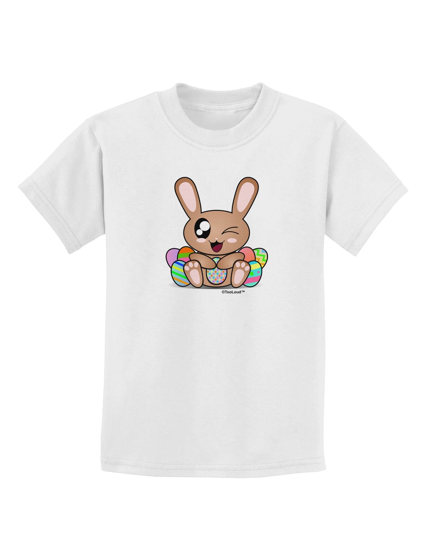 Cute Bunny with Eggs Childrens T-Shirt-Childrens T-Shirt-TooLoud-White-X-Small-Davson Sales
