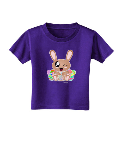 Cute Bunny with Eggs Toddler T-Shirt Dark-Toddler T-Shirt-TooLoud-Purple-2T-Davson Sales