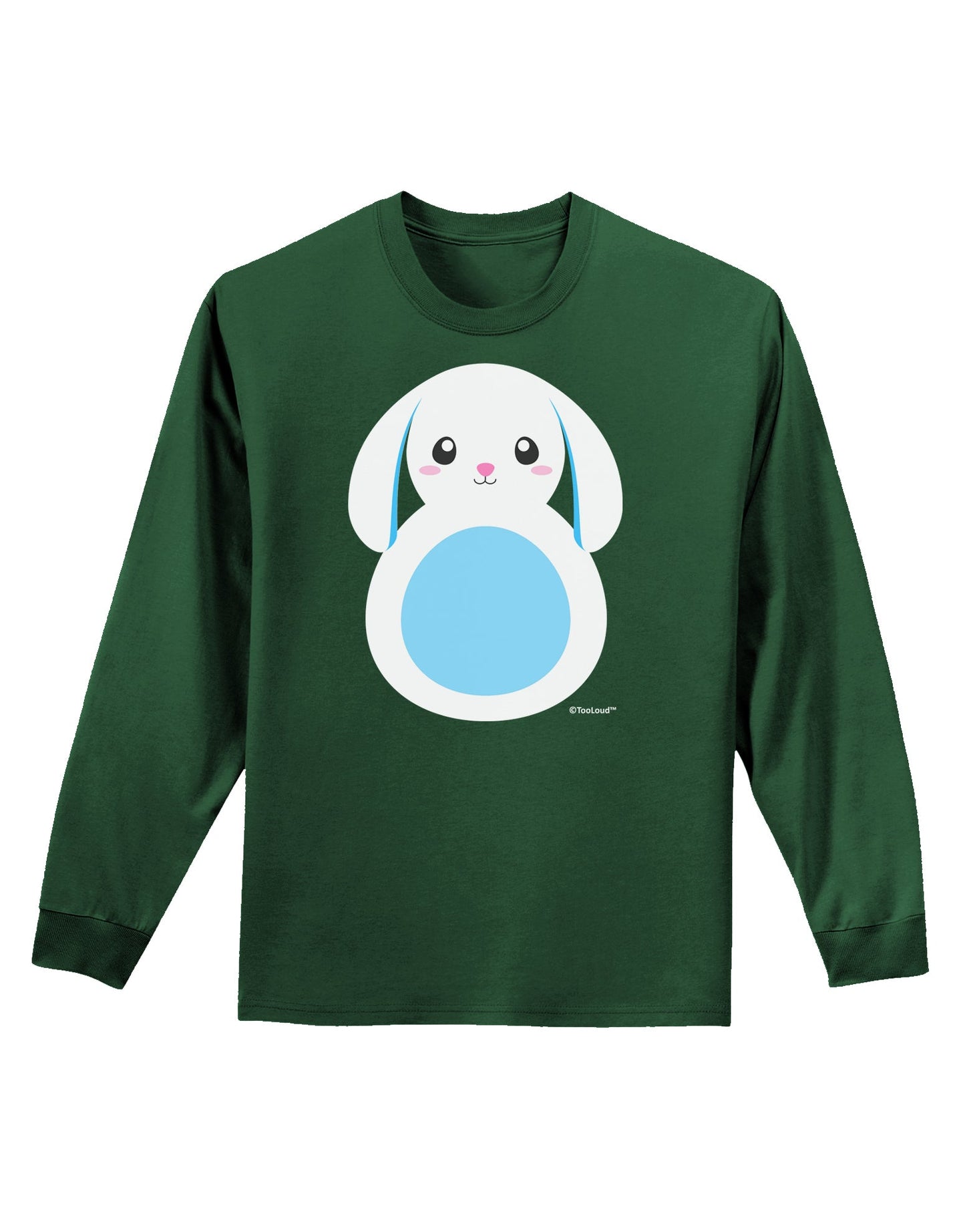 Cute Bunny with Floppy Ears - Blue Adult Long Sleeve Dark T-Shirt by TooLoud-TooLoud-Dark-Green-Small-Davson Sales