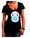 Cute Bunny with Floppy Ears - Blue Juniors V-Neck Dark T-Shirt by TooLoud-Womens V-Neck T-Shirts-TooLoud-Black-Juniors Fitted Small-Davson Sales