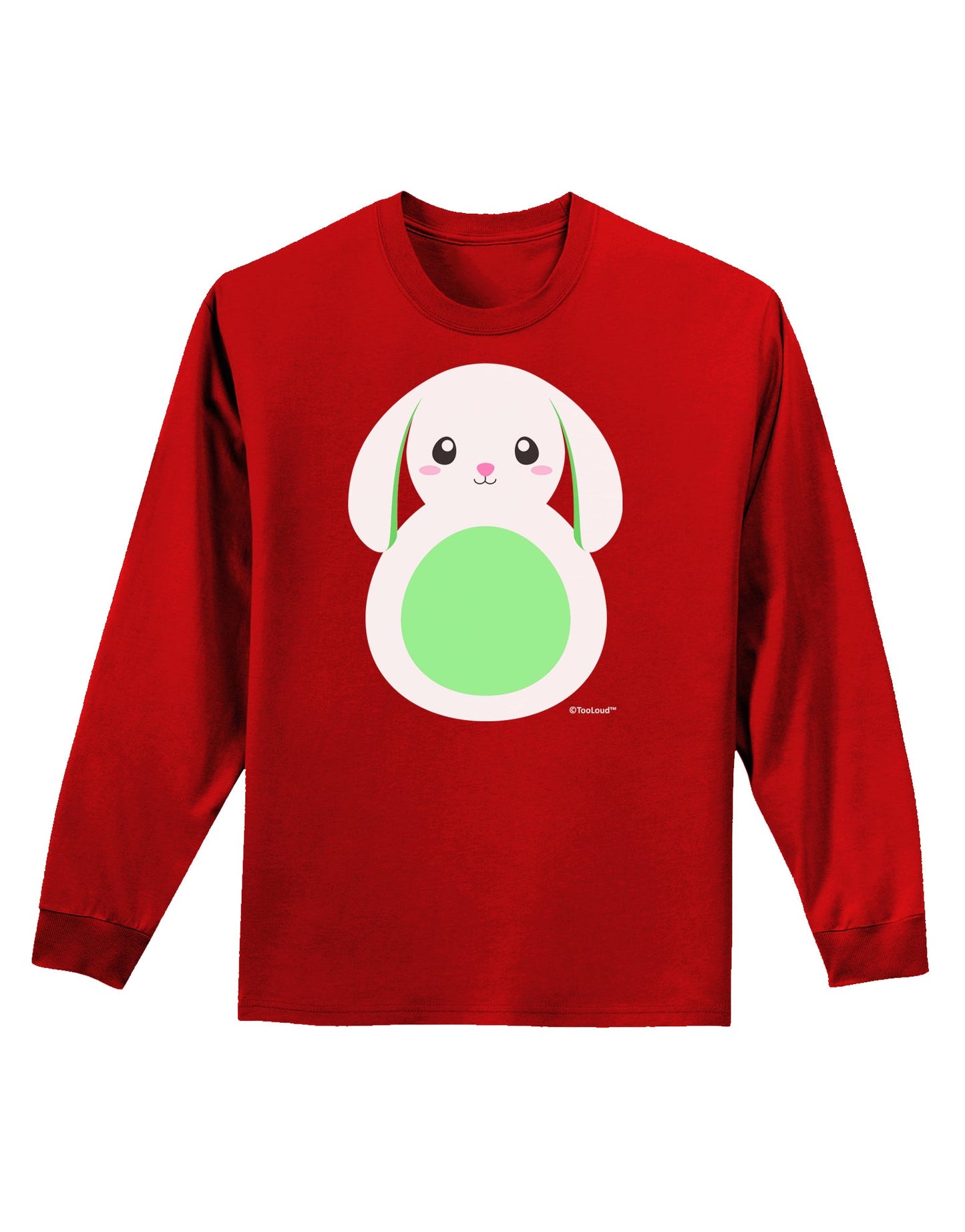Cute Bunny with Floppy Ears - Green Adult Long Sleeve Dark T-Shirt by TooLoud-TooLoud-Red-Small-Davson Sales
