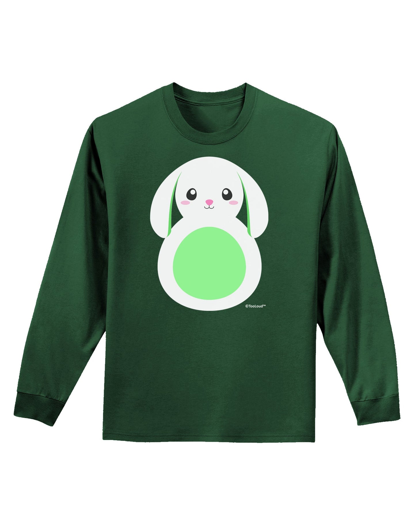 Cute Bunny with Floppy Ears - Green Adult Long Sleeve Dark T-Shirt by TooLoud-TooLoud-Dark-Green-Small-Davson Sales