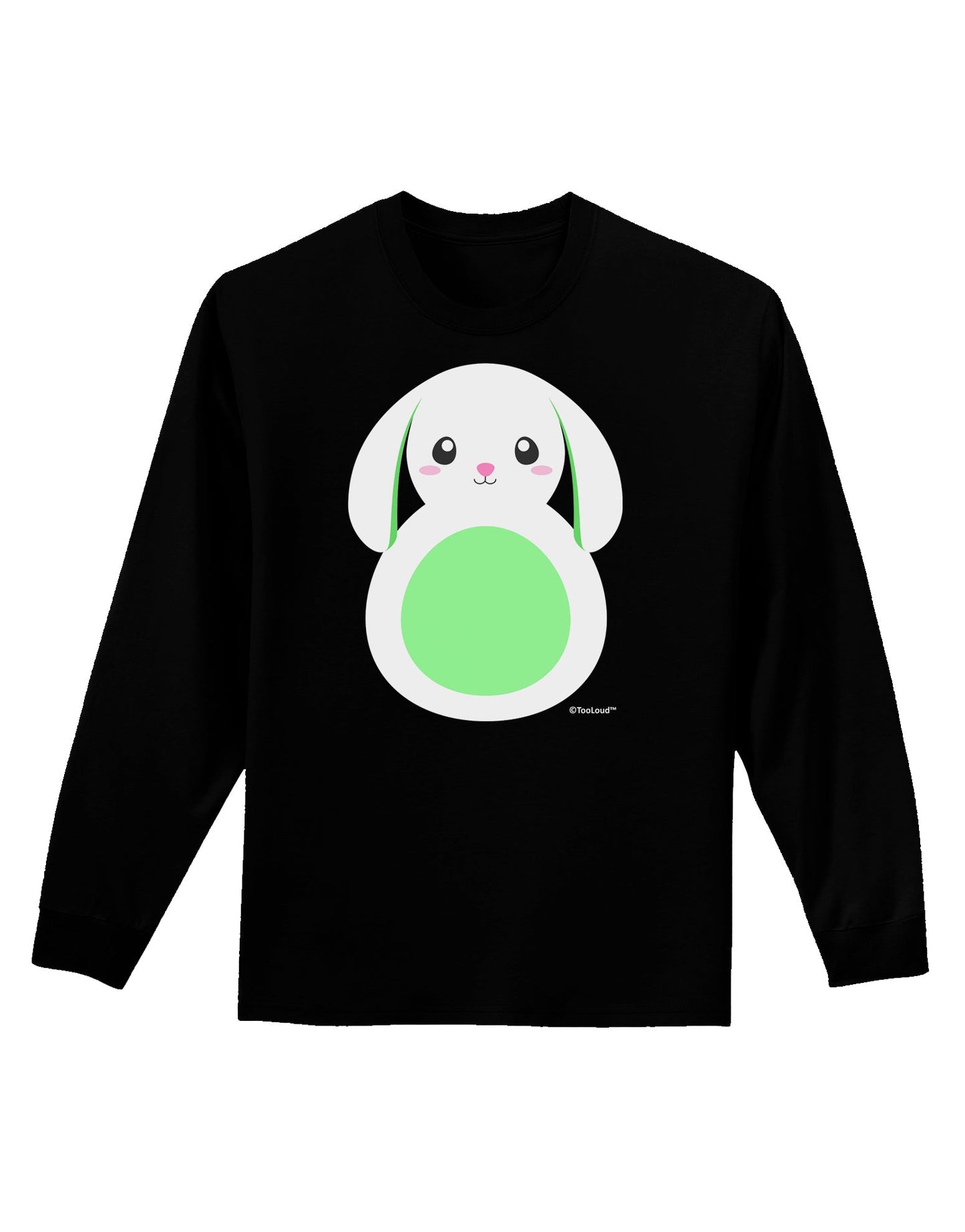 Cute Bunny with Floppy Ears - Green Adult Long Sleeve Dark T-Shirt by TooLoud-TooLoud-Black-Small-Davson Sales