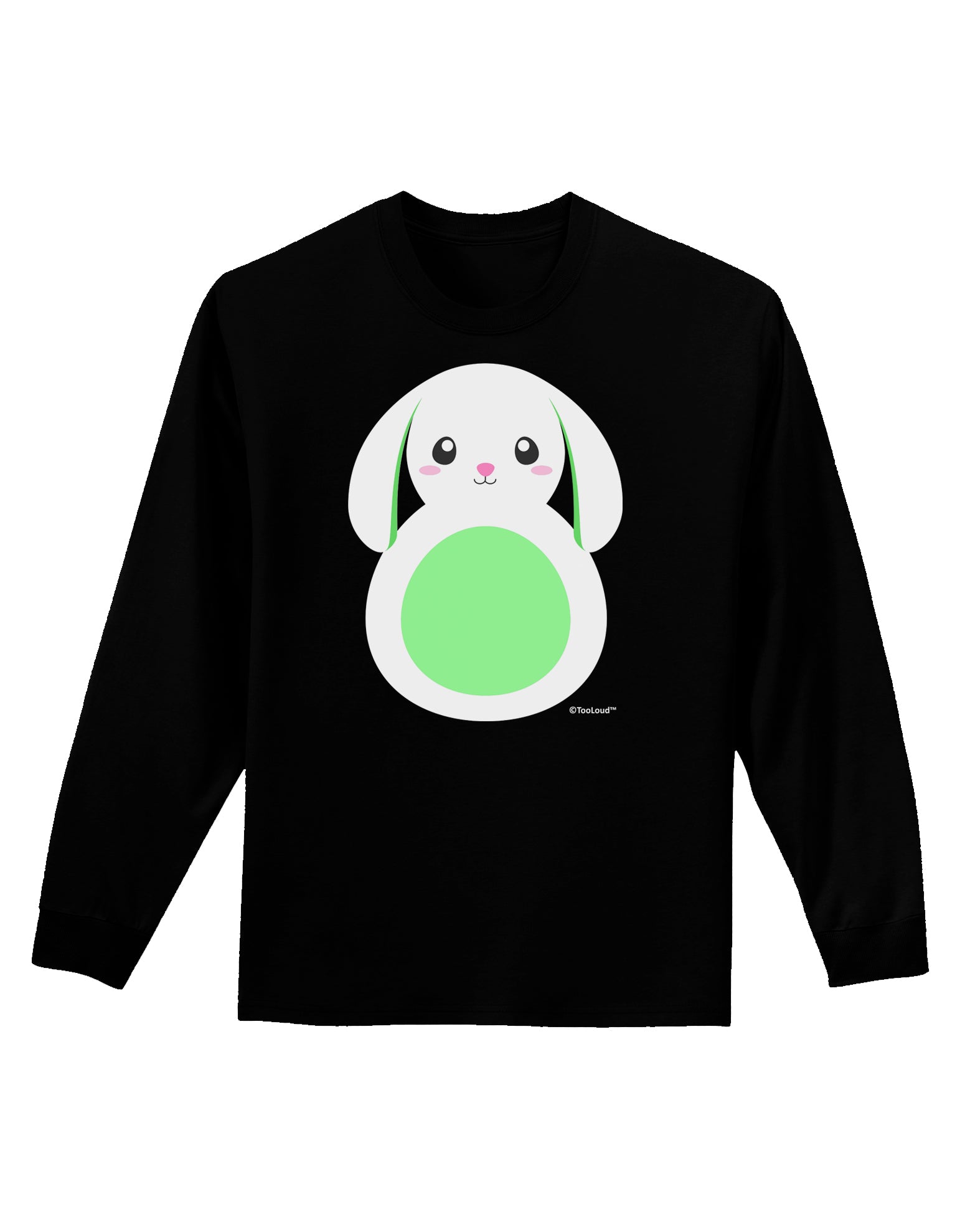 Cute Bunny with Floppy Ears - Green Adult Long Sleeve Dark T-Shirt by TooLoud-TooLoud-Black-Small-Davson Sales