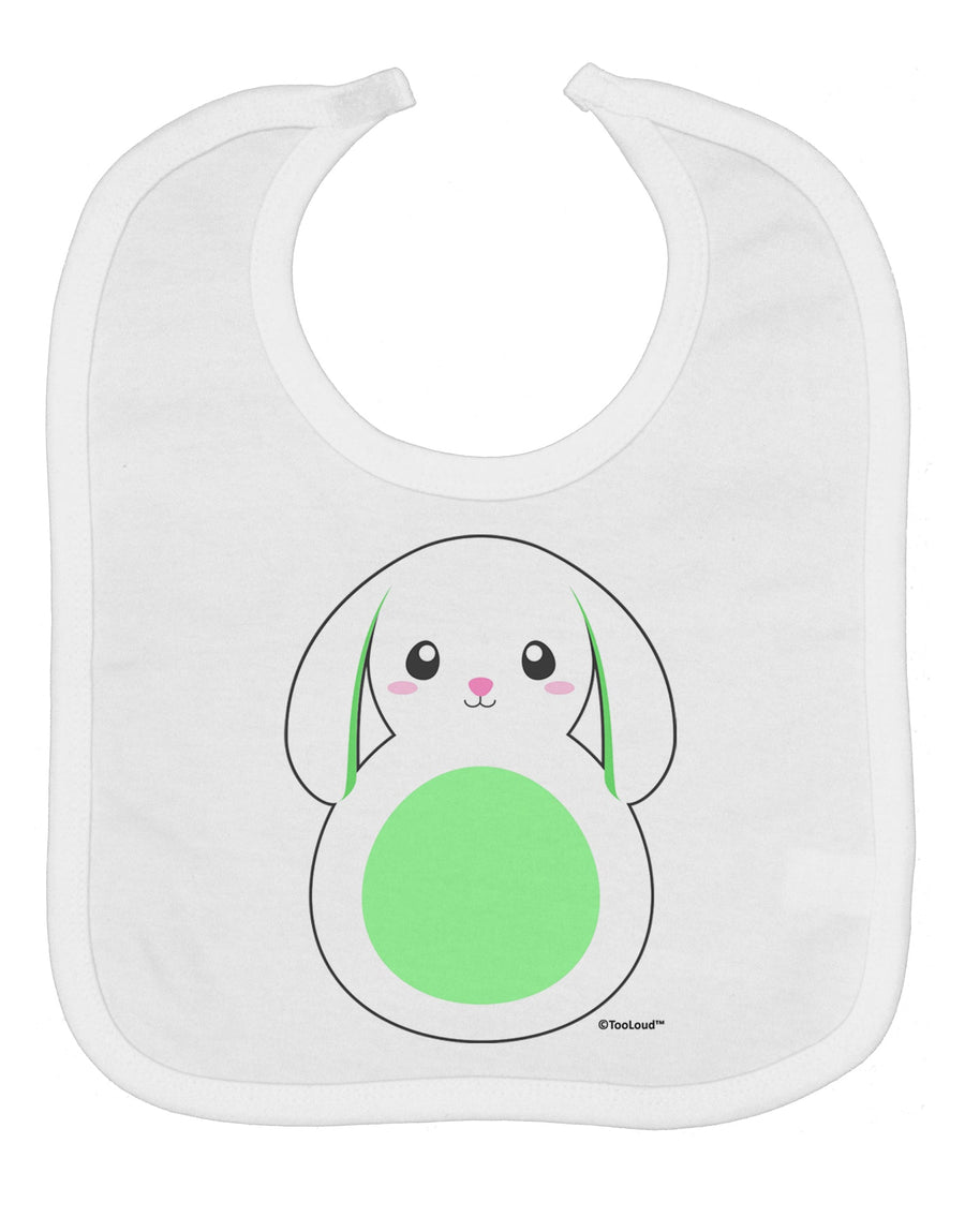 Cute Bunny with Floppy Ears - Green Baby Bib by TooLoud