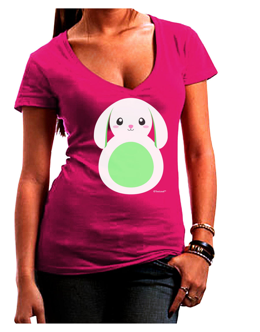 Cute Bunny with Floppy Ears - Green Juniors V-Neck Dark T-Shirt by TooLoud-Womens V-Neck T-Shirts-TooLoud-Black-Juniors Fitted Small-Davson Sales