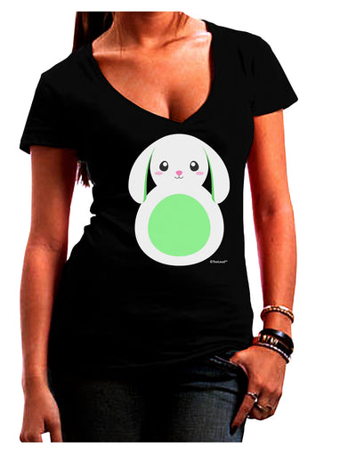 Cute Bunny with Floppy Ears - Green Juniors V-Neck Dark T-Shirt by TooLoud-Womens V-Neck T-Shirts-TooLoud-Black-Juniors Fitted Small-Davson Sales