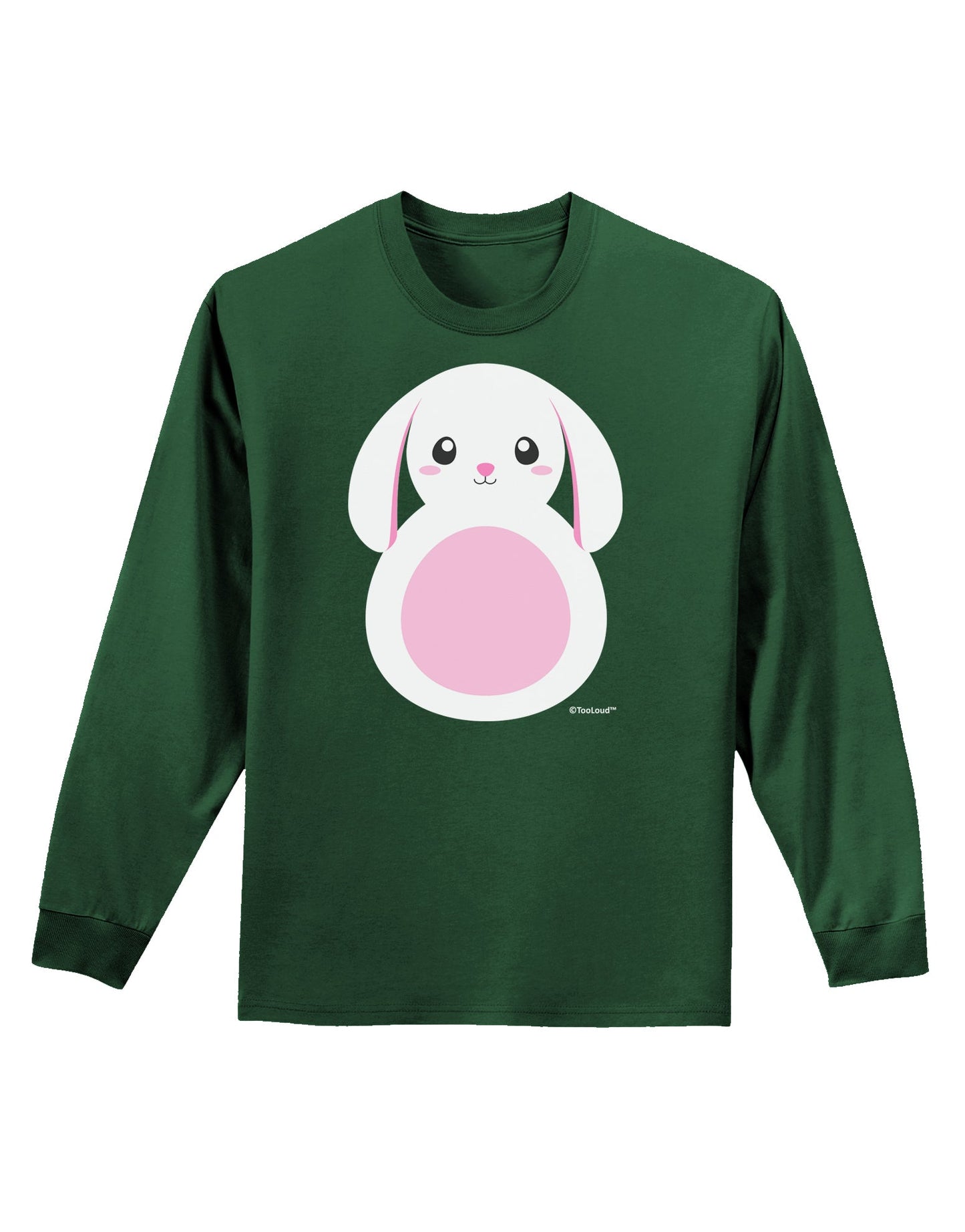 Cute Bunny with Floppy Ears - Pink Adult Long Sleeve Dark T-Shirt by TooLoud-TooLoud-Dark-Green-Small-Davson Sales
