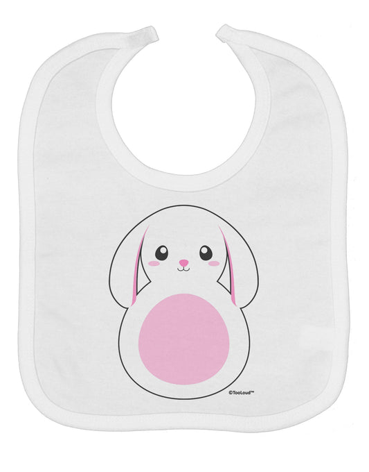 Cute Bunny with Floppy Ears - Pink Baby Bib by TooLoud