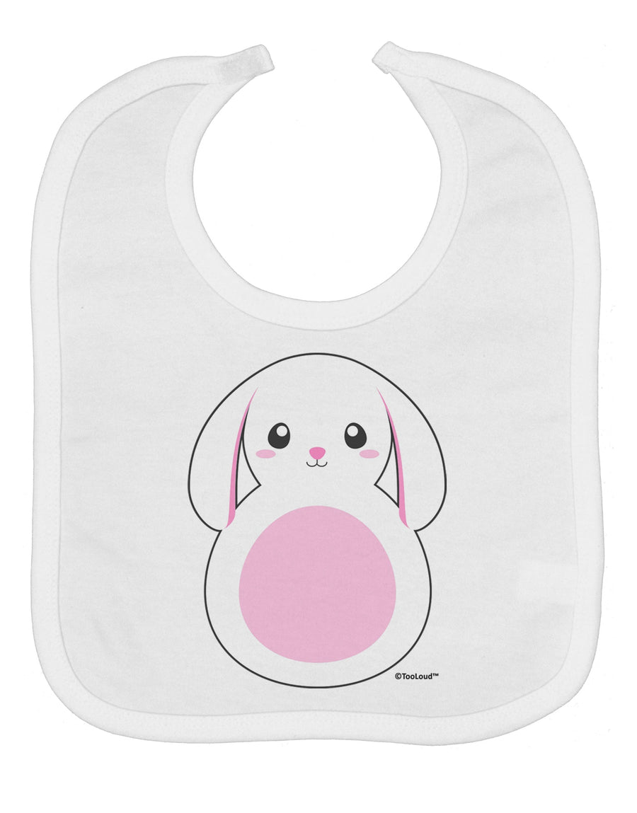 Cute Bunny with Floppy Ears - Pink Baby Bib by TooLoud