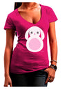 Cute Bunny with Floppy Ears - Pink Juniors V-Neck Dark T-Shirt by TooLoud-Womens V-Neck T-Shirts-TooLoud-Hot-Pink-Juniors Fitted Small-Davson Sales