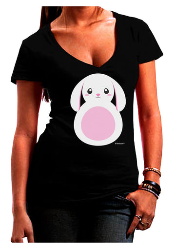 Cute Bunny with Floppy Ears - Pink Juniors V-Neck Dark T-Shirt by TooLoud-Womens V-Neck T-Shirts-TooLoud-Black-Juniors Fitted Small-Davson Sales