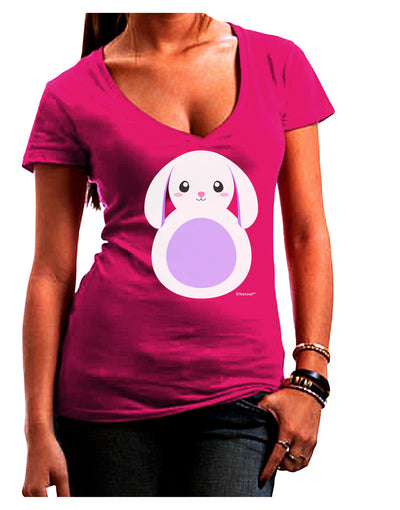 Cute Bunny with Floppy Ears - Purple Juniors V-Neck Dark T-Shirt by TooLoud-Womens V-Neck T-Shirts-TooLoud-Hot-Pink-Juniors Fitted Small-Davson Sales