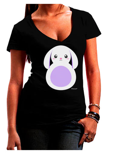 Cute Bunny with Floppy Ears - Purple Juniors V-Neck Dark T-Shirt by TooLoud-Womens V-Neck T-Shirts-TooLoud-Black-Juniors Fitted Small-Davson Sales