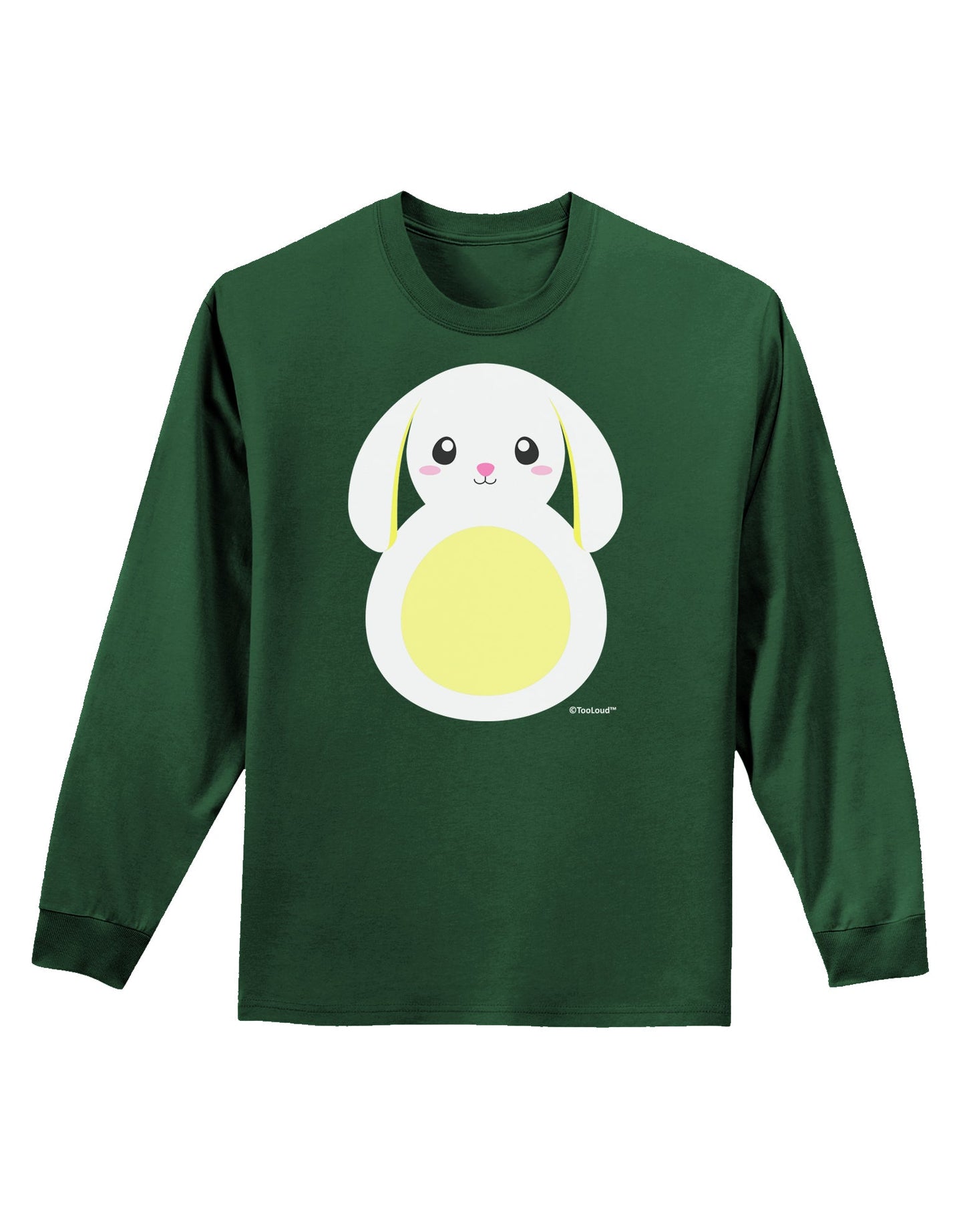 Cute Bunny with Floppy Ears - Yellow Adult Long Sleeve Dark T-Shirt by TooLoud-TooLoud-Dark-Green-Small-Davson Sales