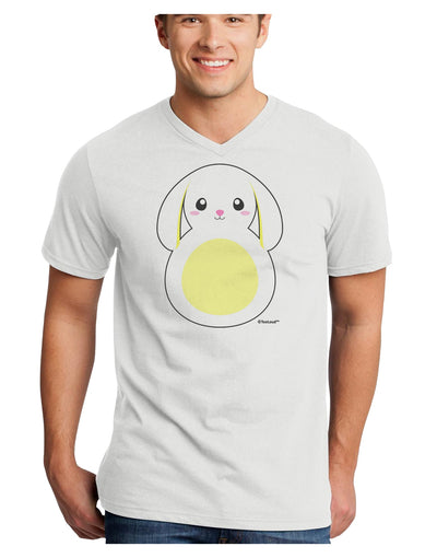 Cute Bunny with Floppy Ears - Yellow Adult V-Neck T-shirt by TooLoud-Mens V-Neck T-Shirt-TooLoud-White-Small-Davson Sales