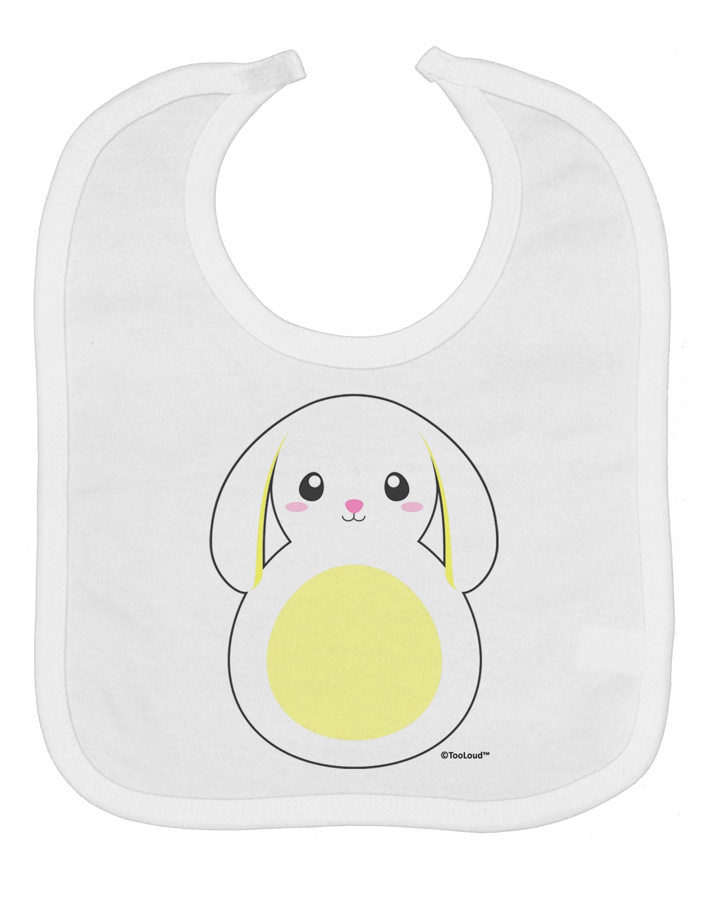 Cute Bunny with Floppy Ears - Yellow Baby Bib by TooLoud