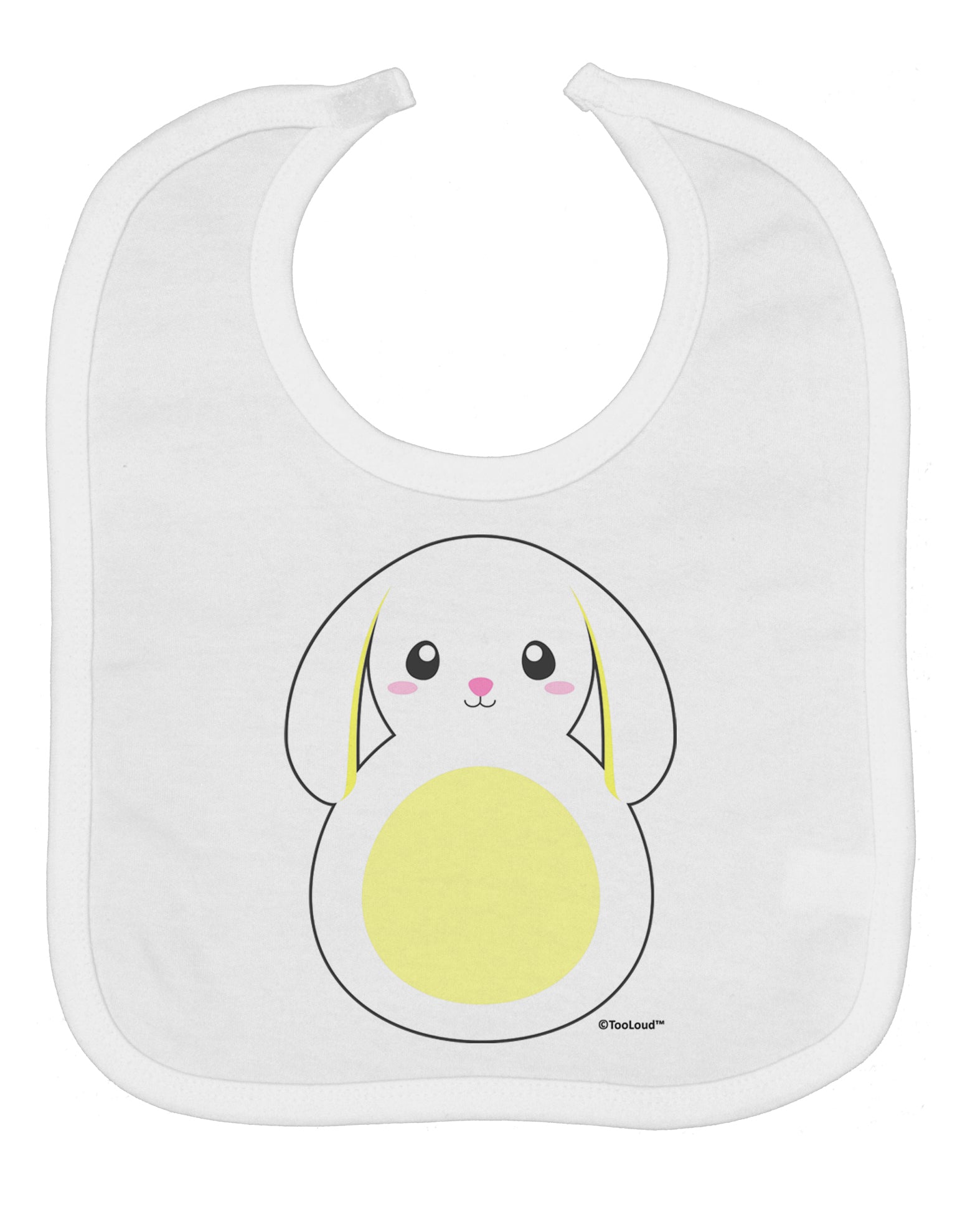 Cute Bunny with Floppy Ears - Yellow Baby Bib by TooLoud