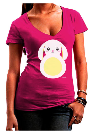 Cute Bunny with Floppy Ears - Yellow Juniors V-Neck Dark T-Shirt by TooLoud-Womens V-Neck T-Shirts-TooLoud-Hot-Pink-Juniors Fitted Small-Davson Sales