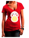 Cute Bunny with Floppy Ears - Yellow Juniors V-Neck Dark T-Shirt by TooLoud-Womens V-Neck T-Shirts-TooLoud-Red-Juniors Fitted Small-Davson Sales