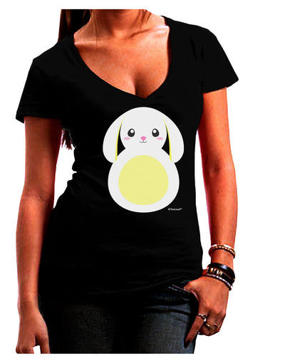 Cute Bunny with Floppy Ears - Yellow Juniors V-Neck Dark T-Shirt by TooLoud-Womens V-Neck T-Shirts-TooLoud-Black-Juniors Fitted Small-Davson Sales