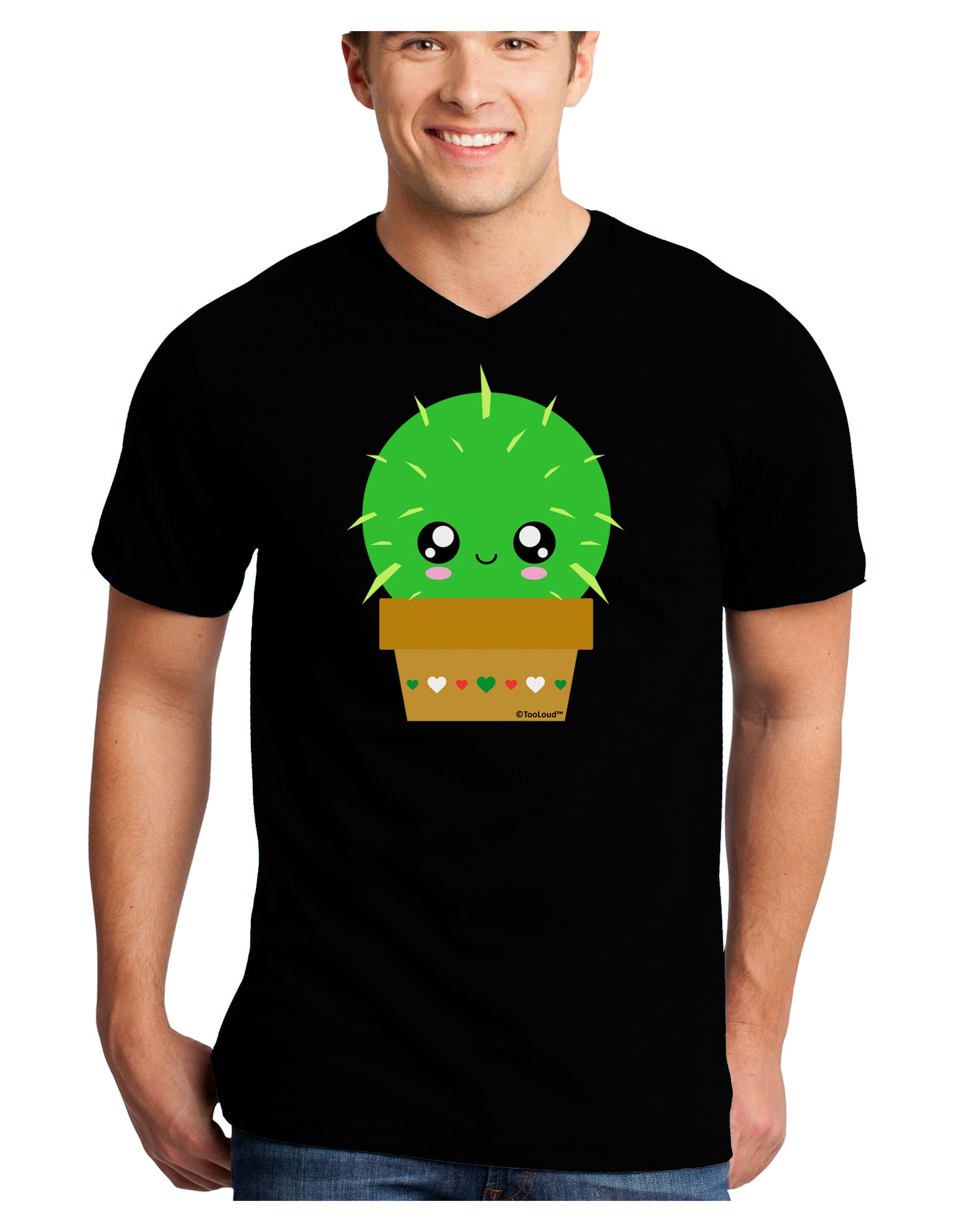 Cute Cactus Design Adult Dark V-Neck T-Shirt by TooLoud-Mens V-Neck T-Shirt-TooLoud-Black-Small-Davson Sales