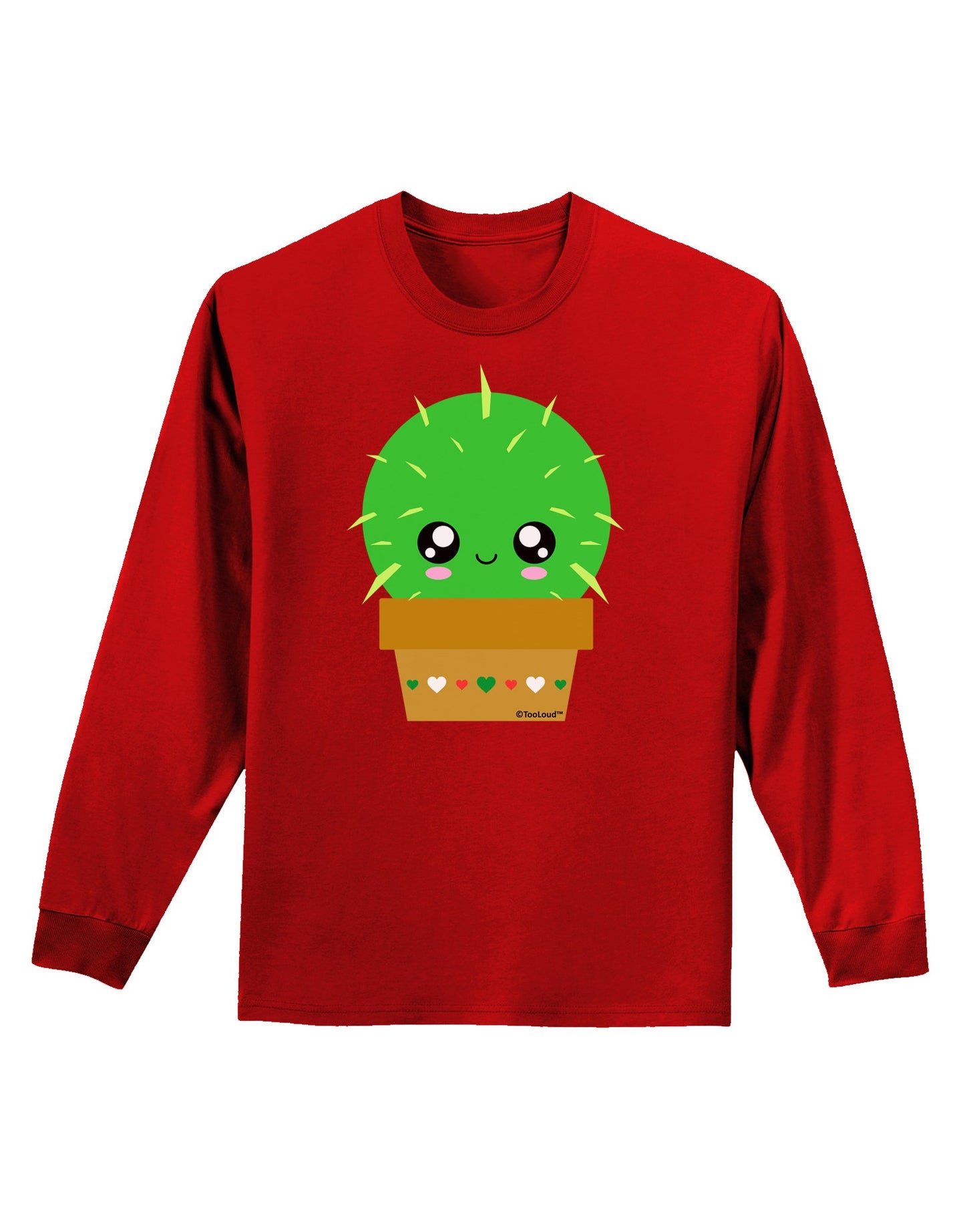 Cute Cactus Design Adult Long Sleeve Dark T-Shirt by TooLoud-TooLoud-Red-Small-Davson Sales