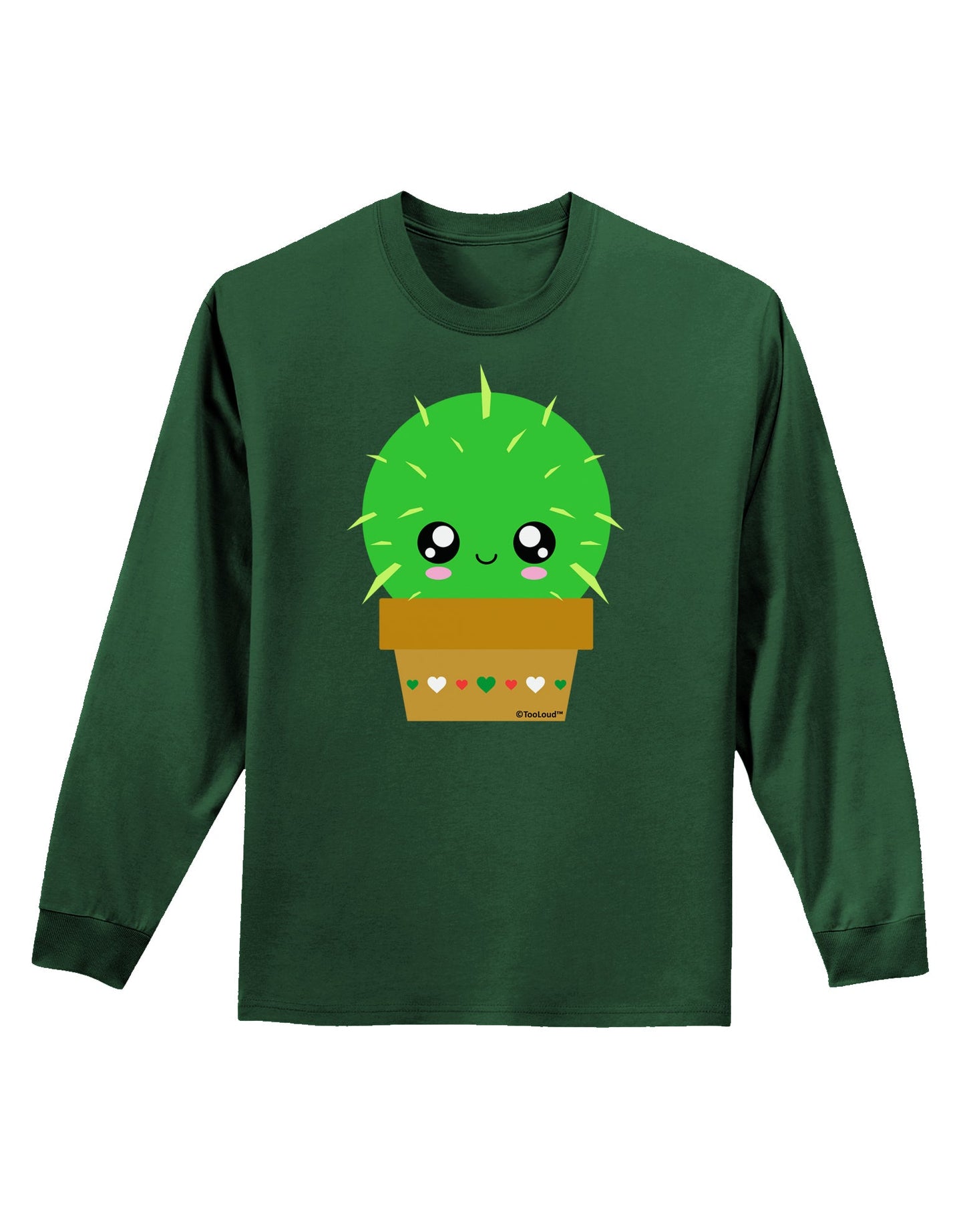 Cute Cactus Design Adult Long Sleeve Dark T-Shirt by TooLoud-TooLoud-Dark-Green-Small-Davson Sales