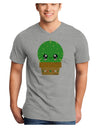 Cute Cactus Design Adult V-Neck T-shirt by TooLoud-Mens V-Neck T-Shirt-TooLoud-HeatherGray-Small-Davson Sales