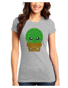 Cute Cactus Design Juniors T-Shirt by TooLoud-Womens Juniors T-Shirt-TooLoud-Ash-Gray-Juniors Fitted X-Small-Davson Sales