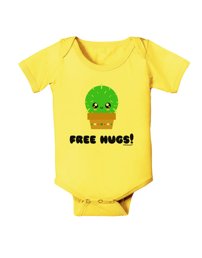 Cute Cactus - Free Hugs Baby Romper Bodysuit-Baby Romper-TooLoud-Yellow-06-Months-Davson Sales