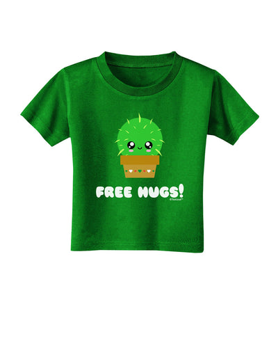 Cute Cactus - Free Hugs Toddler T-Shirt Dark-Toddler T-Shirt-TooLoud-Clover-Green-2T-Davson Sales