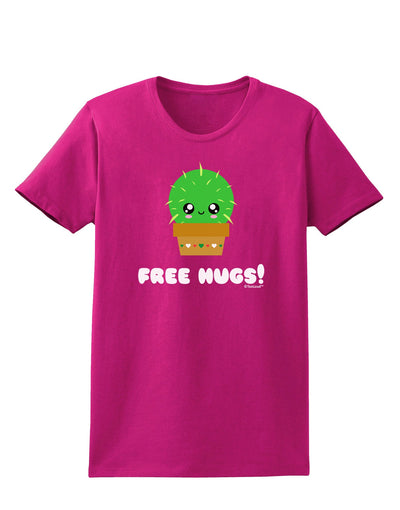 Cute Cactus - Free Hugs Womens Dark T-Shirt-Womens T-Shirt-TooLoud-Hot-Pink-Small-Davson Sales