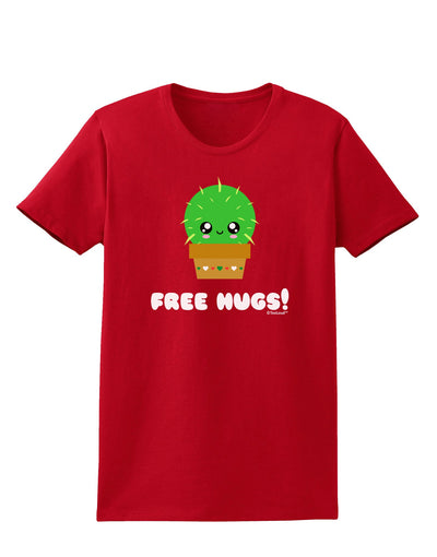 Cute Cactus - Free Hugs Womens Dark T-Shirt-Womens T-Shirt-TooLoud-Red-X-Small-Davson Sales