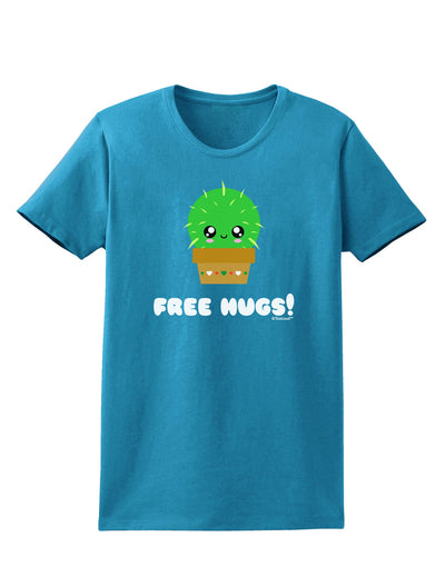 Cute Cactus - Free Hugs Womens Dark T-Shirt-Womens T-Shirt-TooLoud-Turquoise-X-Small-Davson Sales