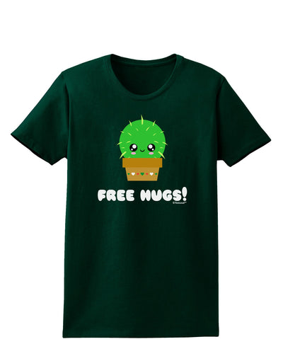 Cute Cactus - Free Hugs Womens Dark T-Shirt-Womens T-Shirt-TooLoud-Forest-Green-Small-Davson Sales