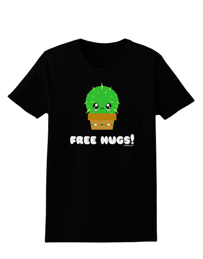 Cute Cactus - Free Hugs Womens Dark T-Shirt-Womens T-Shirt-TooLoud-Black-X-Small-Davson Sales