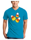 Cute Candy Corn Family Halloween Adult Dark V-Neck T-Shirt-TooLoud-Turquoise-Small-Davson Sales