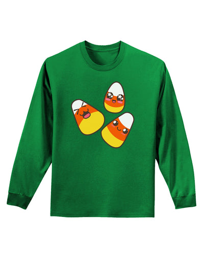 Cute Candy Corn Family Halloween Adult Long Sleeve Dark T-Shirt-TooLoud-Kelly-Green-Small-Davson Sales