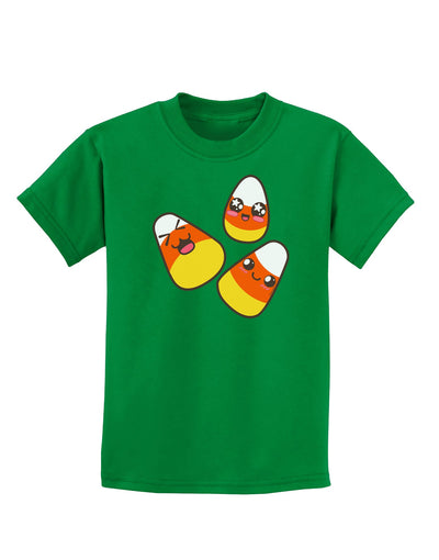 Cute Candy Corn Family Halloween Childrens Dark T-Shirt-Childrens T-Shirt-TooLoud-Kelly-Green-X-Small-Davson Sales