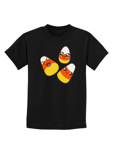 Cute Candy Corn Family Halloween Childrens Dark T-Shirt-Childrens T-Shirt-TooLoud-Black-X-Small-Davson Sales