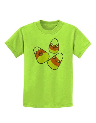 Cute Candy Corn Family Halloween Childrens T-Shirt-Childrens T-Shirt-TooLoud-Lime-Green-X-Small-Davson Sales