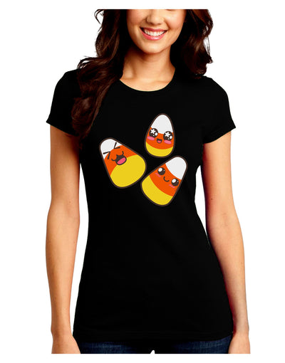 Cute Candy Corn Family Halloween Juniors Crew Dark T-Shirt-T-Shirts Juniors Tops-TooLoud-Black-Juniors Fitted Small-Davson Sales