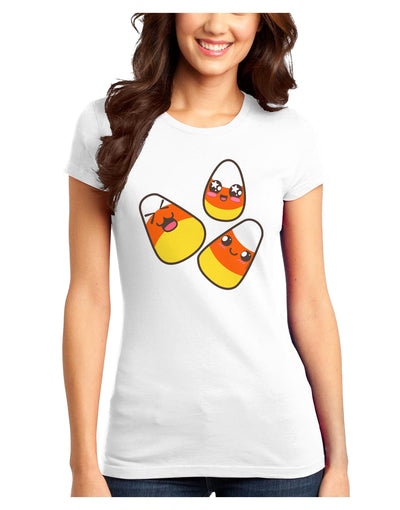 Cute Candy Corn Family Halloween Juniors T-Shirt-Womens Juniors T-Shirt-TooLoud-White-Juniors Fitted XS-Davson Sales