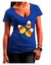 Cute Candy Corn Family Halloween Juniors V-Neck Dark T-Shirt-Womens V-Neck T-Shirts-TooLoud-Royal-Blue-Small-Davson Sales