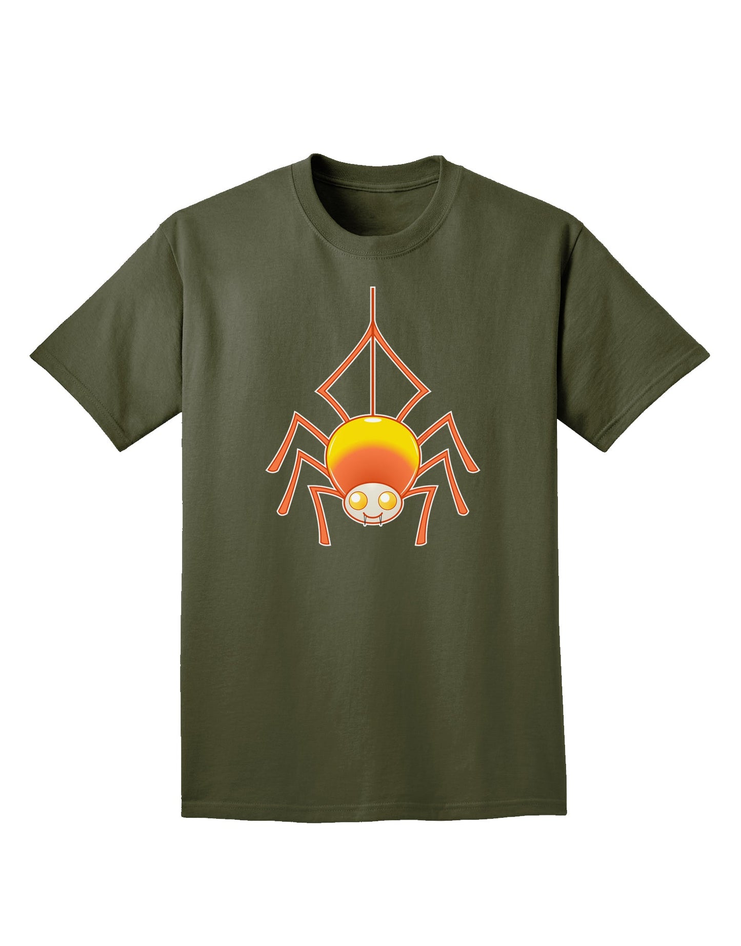 Cute Candy Corn Spider - Halloween Adult Dark T-Shirt-Mens T-Shirt-TooLoud-Military-Green-Small-Davson Sales