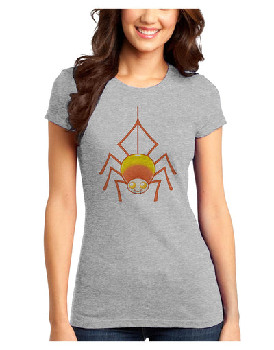 Cute Candy Corn Spider - Halloween Juniors T-Shirt-Womens Juniors T-Shirt-TooLoud-Ash-Gray-Juniors Fitted XS-Davson Sales