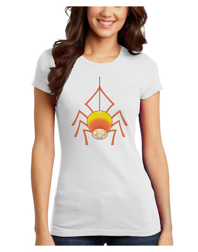 Cute Candy Corn Spider - Halloween Juniors T-Shirt-Womens Juniors T-Shirt-TooLoud-White-Juniors Fitted XS-Davson Sales